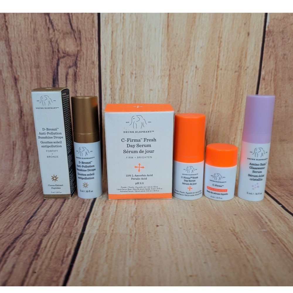 Drunk Elephant Skincare Travel Set D-Bronzi C-Firma Fresh Amino Rain Serum